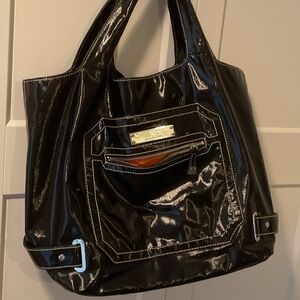 Black Shiny Tote Bag